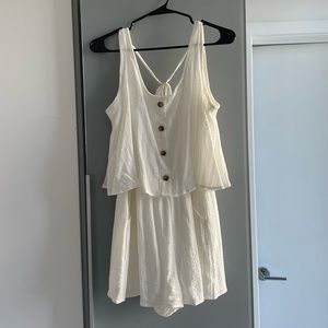 Pink Lily White Romper